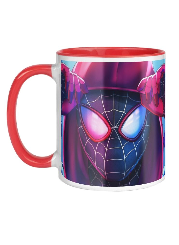 MEC SPiderman Design Wraps Around Mug Printed Coffee Mug 11Oz Red Handle - Image 1