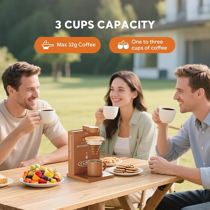 i cafilas Electric Pour Over Coffee Maker, 7-Hole Barista Drip Brewer 10oz | Foldable Book Design, 7-Hole Auto Pour Over, 10oz Detachable Tank, Reusable Filter. Ideal for Travel, Office & Dorms. - Image 2