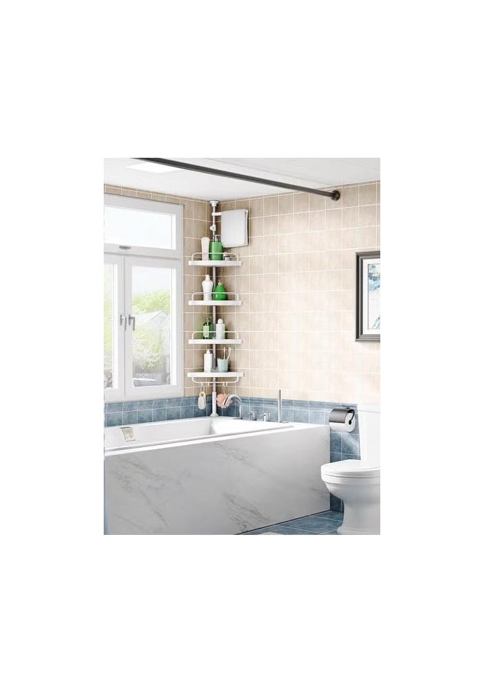 Multifunctional Wall-Mounted Bathroom Storage Rack with 4 Shelves - White - Image 2