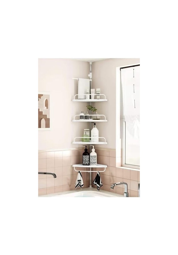 Multifunctional Wall-Mounted Bathroom Storage Rack with 4 Shelves - White - Image 1