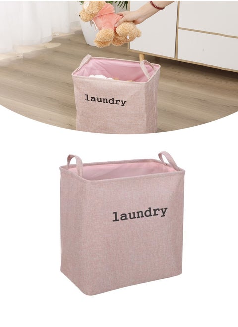 Large Capacity Laundry Hamper, Cotton Linen Laundry Hamper, Folding Hamper with Handle, Breathable and Durable Dirty Laundry Hamper Laundry Room, 60L Collapsible Toy Storage Bin