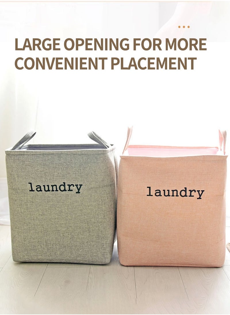Beirui - Large Capacity Laundry Hamper, Cotton Linen Laundry Hamper, Folding Hamper with Handle, Breathable and Durable Dirty Laundry Hamper Laundry Room, 60L Collapsible Toy Storage Bin - Image 1
