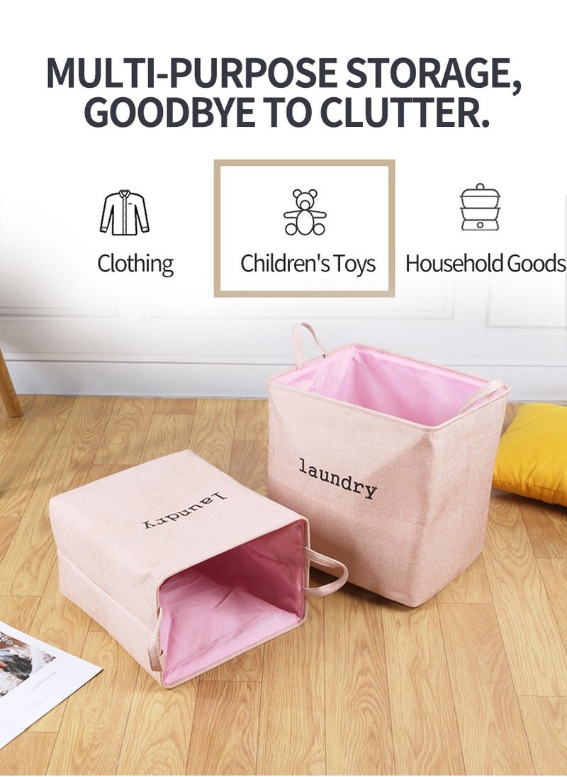 Beirui - Large Capacity Laundry Hamper, Cotton Linen Laundry Hamper, Folding Hamper with Handle, Breathable and Durable Dirty Laundry Hamper Laundry Room, 60L Collapsible Toy Storage Bin - Image 1