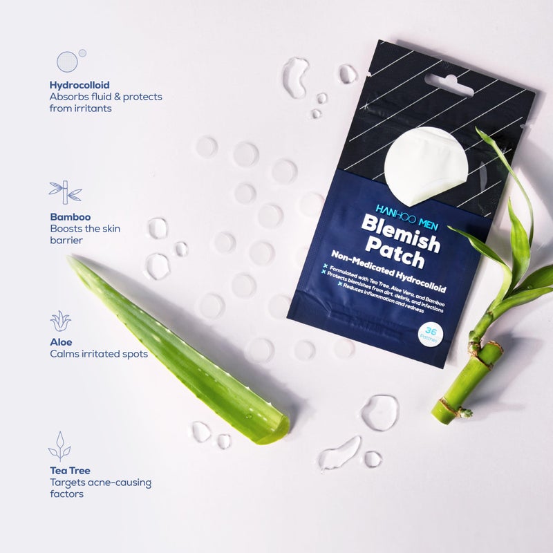 Hanhoo Menâ€™s Blemish Patch, 36 Count, with Tea Tree, Aloe, and Bamboo, Acne Spot Treatment, Soothes Skin, Invisible Pimple Patches, Korean Skincare - Image 2
