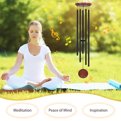 Toodour 60 Extra Large Memorial Wind Chimes for Outside Deep Tone Wind Chimes with 6 Heavy Tubes Unique Sympathy Wind Chime for Outdoor Garden Patio Yard Lawn Black - Image 3