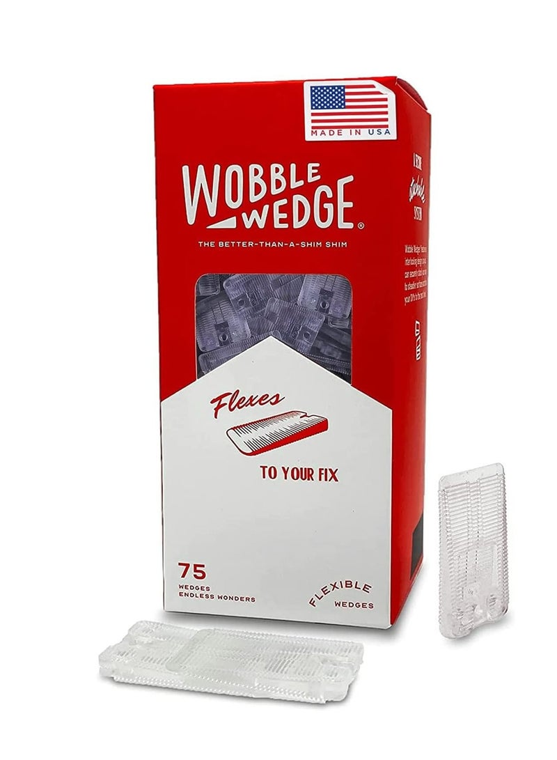 WOBBLE WEDGES Wobble Wedges Flexible Plastic Shims - Multi-Purpose Wedges for Home Improvement and Workplace - The Ideal Table Shims, Toilet Shims, and Furniture Levelers - 75 Clear Wedges  - Image 1