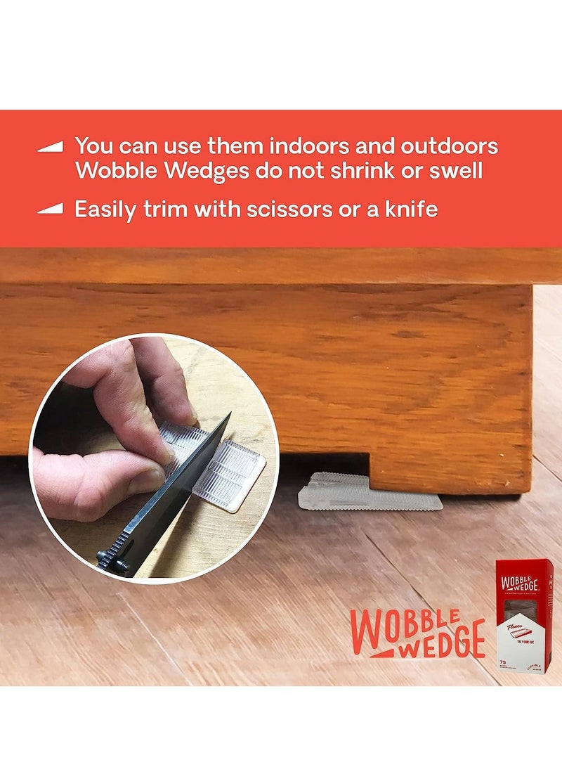 WOBBLE WEDGES Wobble Wedges Flexible Plastic Shims - Multi-Purpose Wedges for Home Improvement and Workplace - The Ideal Table Shims, Toilet Shims, and Furniture Levelers - 75 Clear Wedges  - Image 3