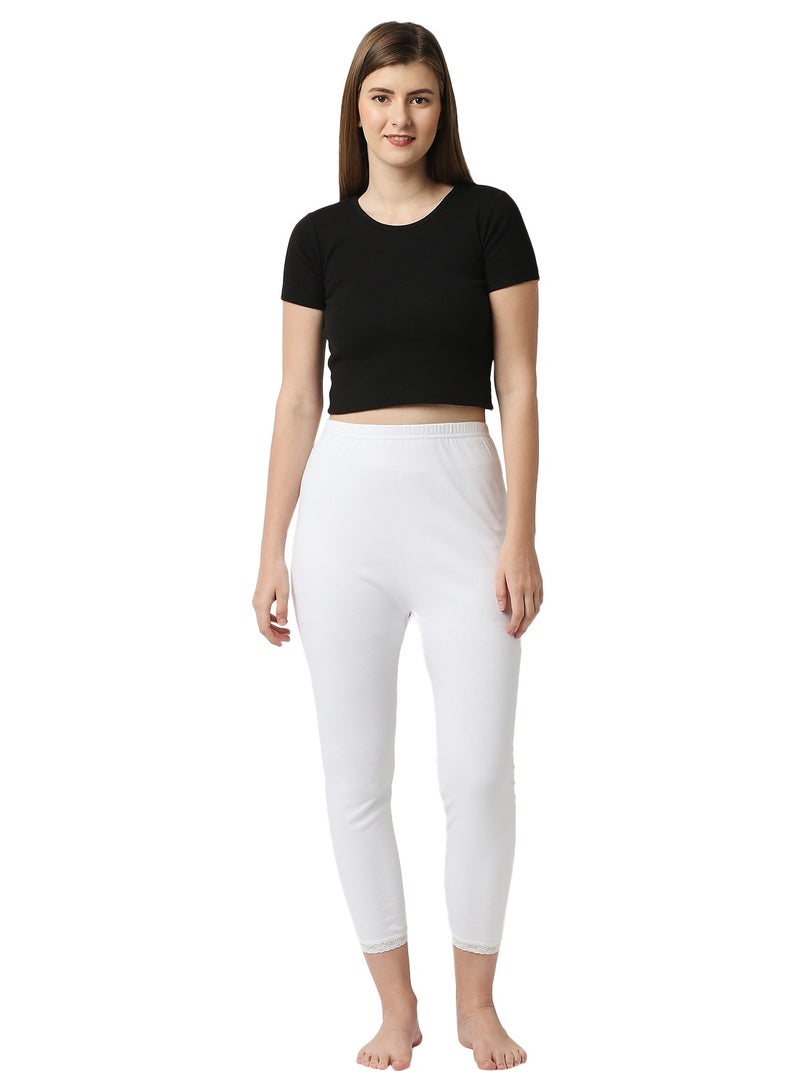 BYC WOMEN'S COTTON THERMAL PAJAMA - WHITE - Image 1