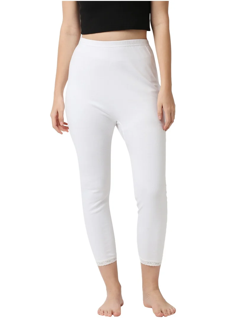 BYC WOMEN'S COTTON THERMAL PAJAMA - WHITE