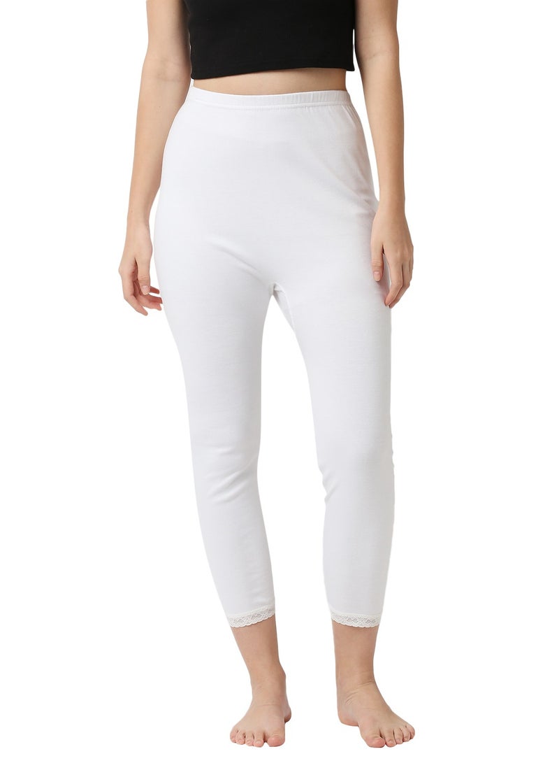 BYC WOMEN'S COTTON THERMAL PAJAMA - WHITE - Image 2