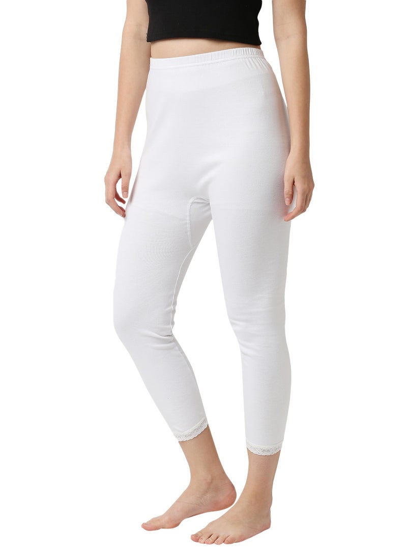 BYC WOMEN'S COTTON THERMAL PAJAMA - WHITE - Image 3