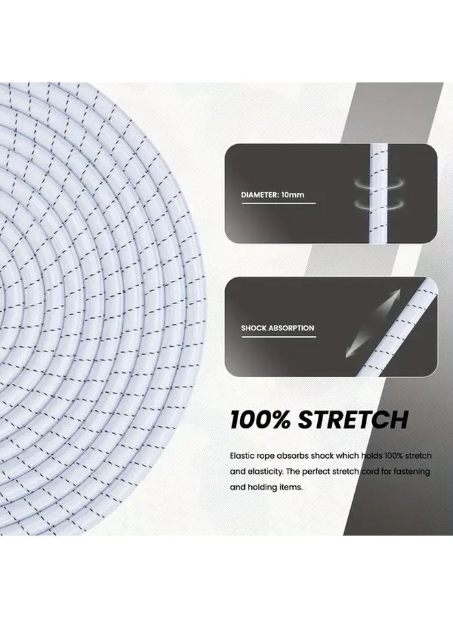 Heavy Duty 10mm White Black Bungee Cord 393 7inch Shock Cord For Outdoor Tent Trailer Cargo Net - Image 4