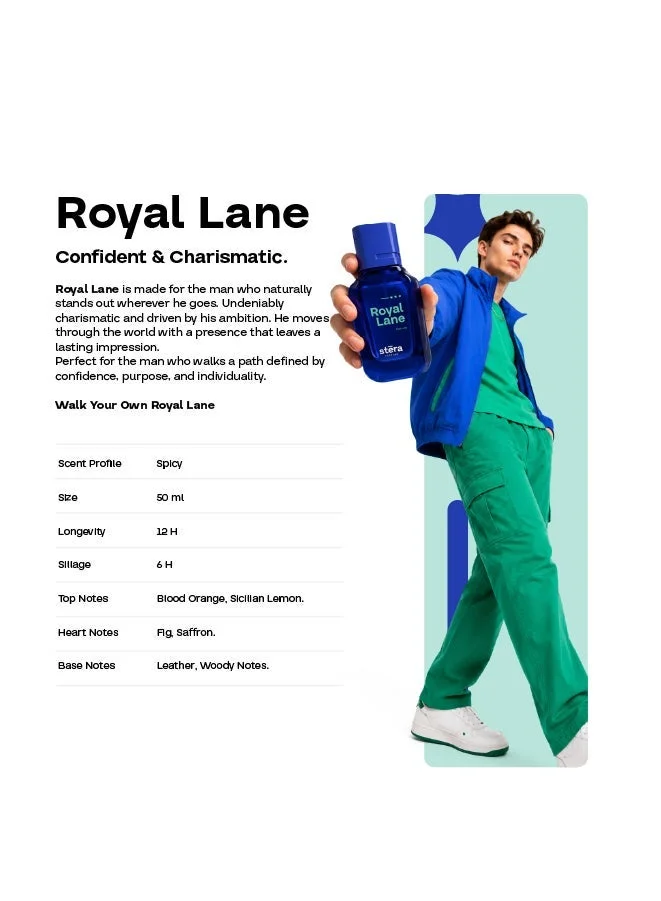 Stera Perfume ROYAL LANE Perfume For Men | Eau De Parfum - 50ml | Long Lasting Spicy Leather Scent | Premium Quality Travel Size Men's Fragrance