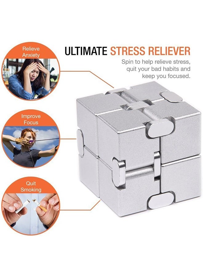 مكعب فديت جديد نسخة ألعاب أصابع فديت - مكعب اللانهاية المعدني للبريم لتخفيف التوتر والقلق / اضطراب فرط الحركة وتشتت الانتباه، هدايا حسية فائقة المتانة للبالغين والمراهقين والأطفال - Image 3