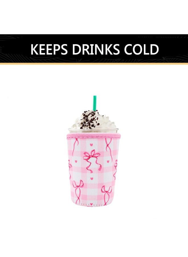 YR Reusable Neoprene Insulator Sleeve for Iced Coffee Cups, 3 Pack Coffee Coolies sleeves for Iced & Hot Drinks, Cold Beverage Cooler Compatible with Starbucks Coffee and More (Cute Bows) - Image 5