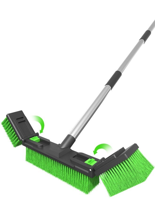 TEYOUAI 18”/45cm Large Wide Adjustable Heavy Duty Outdoor Push Broom Stiff Brush Head with 4 Section Threaded Handle 60"/152cm for Warehouse Driveway Garage Patio Sidewalk Floor Dirt Workshop Deck Cleaning - Image 1
