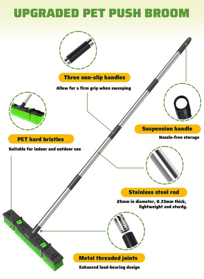 TEYOUAI 18”/45cm Large Wide Adjustable Heavy Duty Outdoor Push Broom Stiff Brush Head with 4 Section Threaded Handle 60"/152cm for Warehouse Driveway Garage Patio Sidewalk Floor Dirt Workshop Deck Cleaning - Image 5