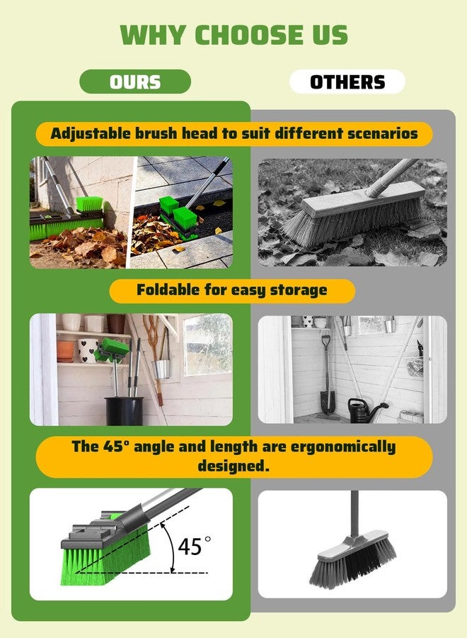 TEYOUAI 18”/45cm Large Wide Adjustable Heavy Duty Outdoor Push Broom Stiff Brush Head with 4 Section Threaded Handle 60"/152cm for Warehouse Driveway Garage Patio Sidewalk Floor Dirt Workshop Deck Cleaning - Image 2