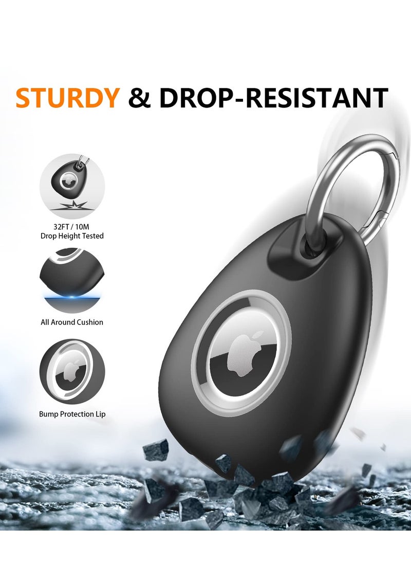 Case for AirTag, IPX8 Waterproof Keychain Holder Compatible with Apple Air Tag Case for Dog/Cat/Luggage (Black)