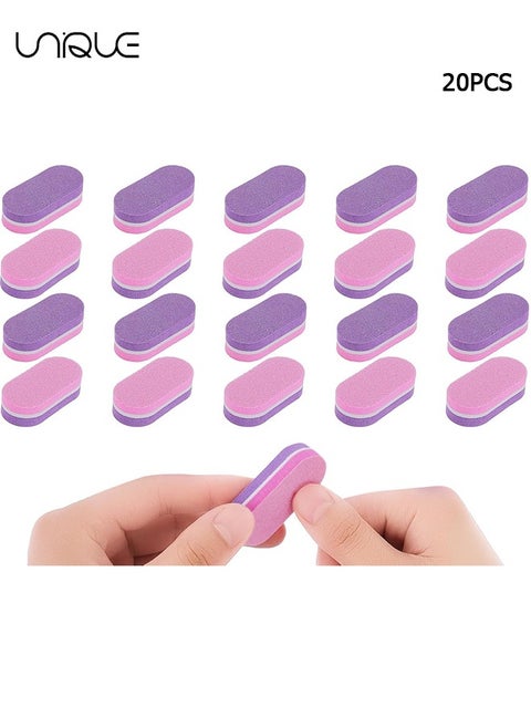 20Pcs Mini Nail Buffers 100/180 Grit Sponge Nail Files Double Sided Nail buffers Bulk Buffing Blocks Professional Manicure Set for Acrylic Nails Natural Nails Buff Manicure Tools