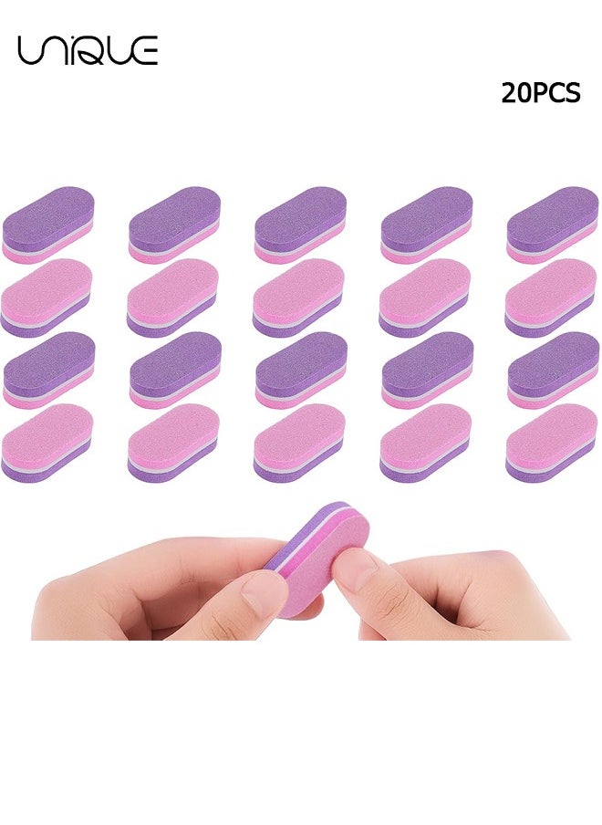 Unique - 20Pcs Mini Nail Buffers 100/180 Grit Sponge Nail Files Double Sided Nail buffers Bulk Buffing Blocks Professional Manicure Set for Acrylic Nails Natural Nails Buff Manicure Tools - Image 1