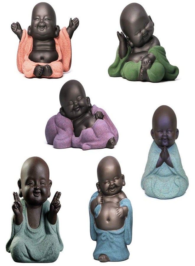 Kingzhuo A Collection of Cutie 6 Smiling Buddhas Laughing Buddha Statue Adorable Monk Figurines 6 Lovely Little Buddha Cutest Baby Buddha Great Details Giftable Make You Happy - Image 4