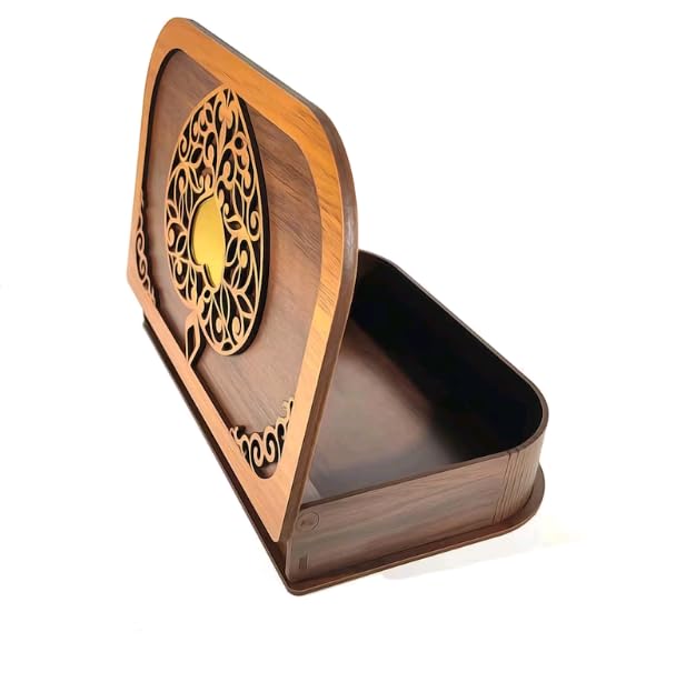 MeeCraft Decorative Wooden Box Heart Design Floral Pattern Case Multipurpose Storage 23x15x5cm Brown - Image 3