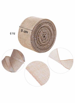 KASTWAVE KASTWAVE Plaid Check Wired Edge Ribbon Burlap Wired Ribbon, Wrapping Burlap Ribbon Burlap Wired Ribbon Plain Faux Jute Burlap Wired Ribbon for Gift Wrapping for Home Decor Wrapping DIY Crafts  - Image 4