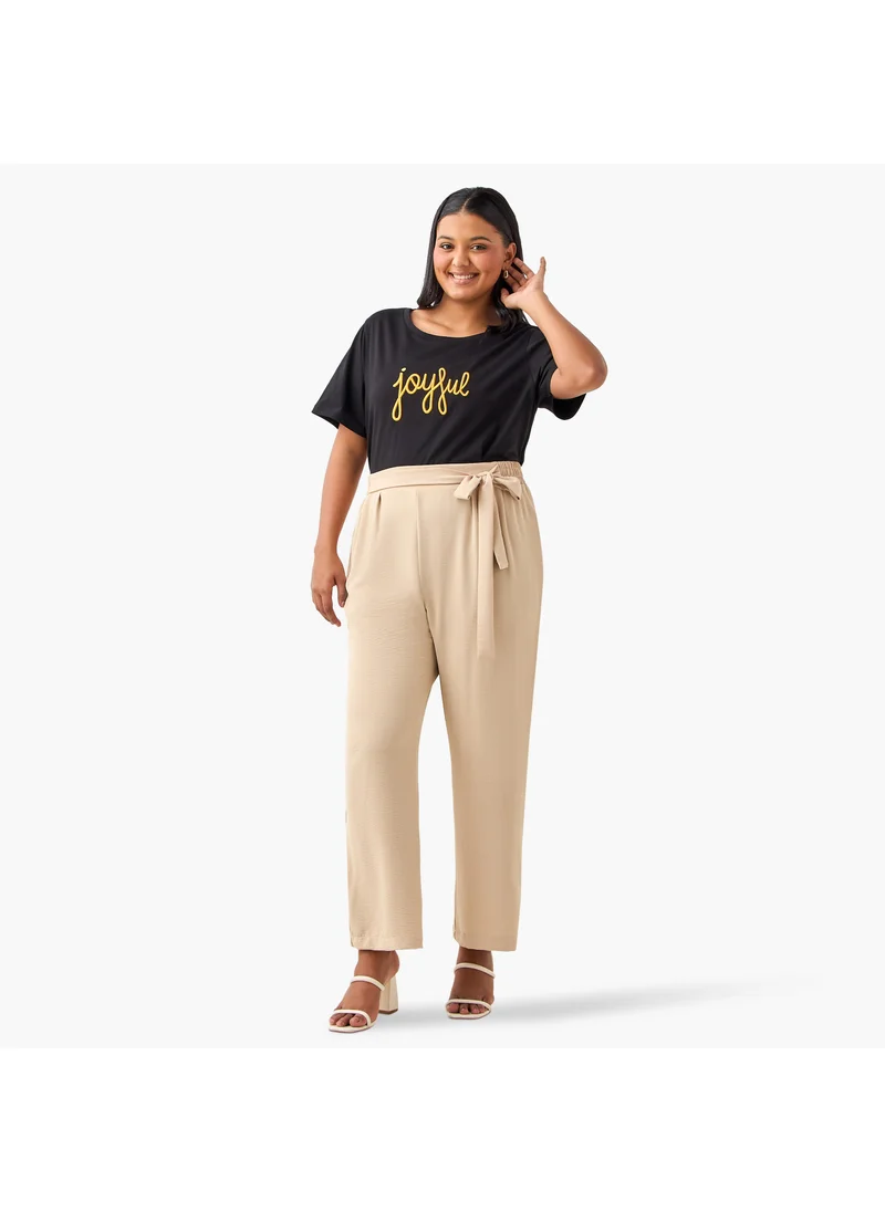 Ulla Popken Plus Size Ulla Popken Embroidered T-shirt with Short Sleeves