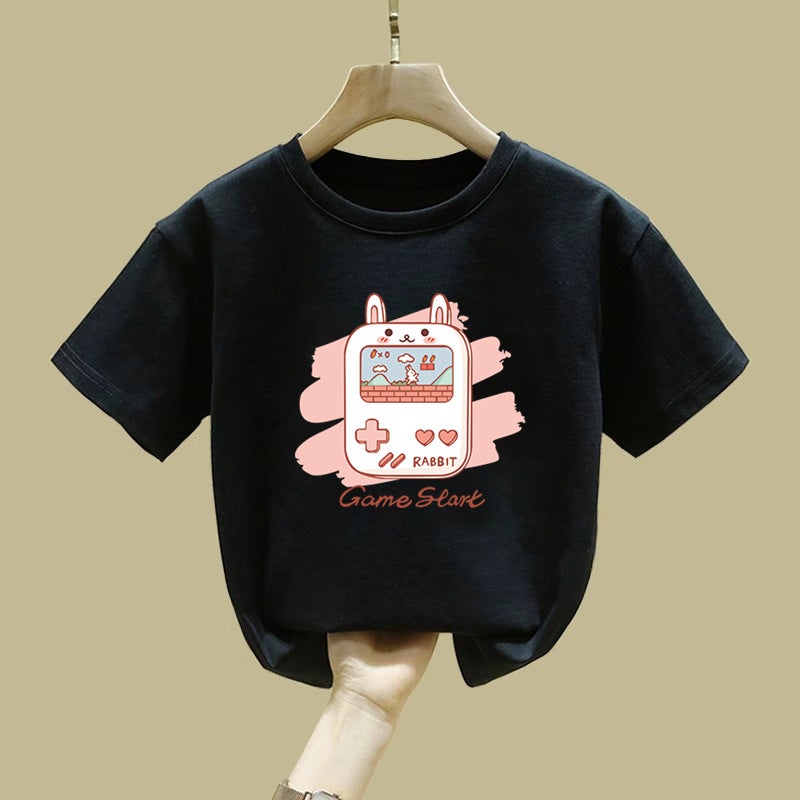 2154# Summer Boys And Girls Short-Sleeved T-Shirt Women'S Korean-Style Trendy Students Cartoon Printed Top Round Neck Loose For Girls - Image 4