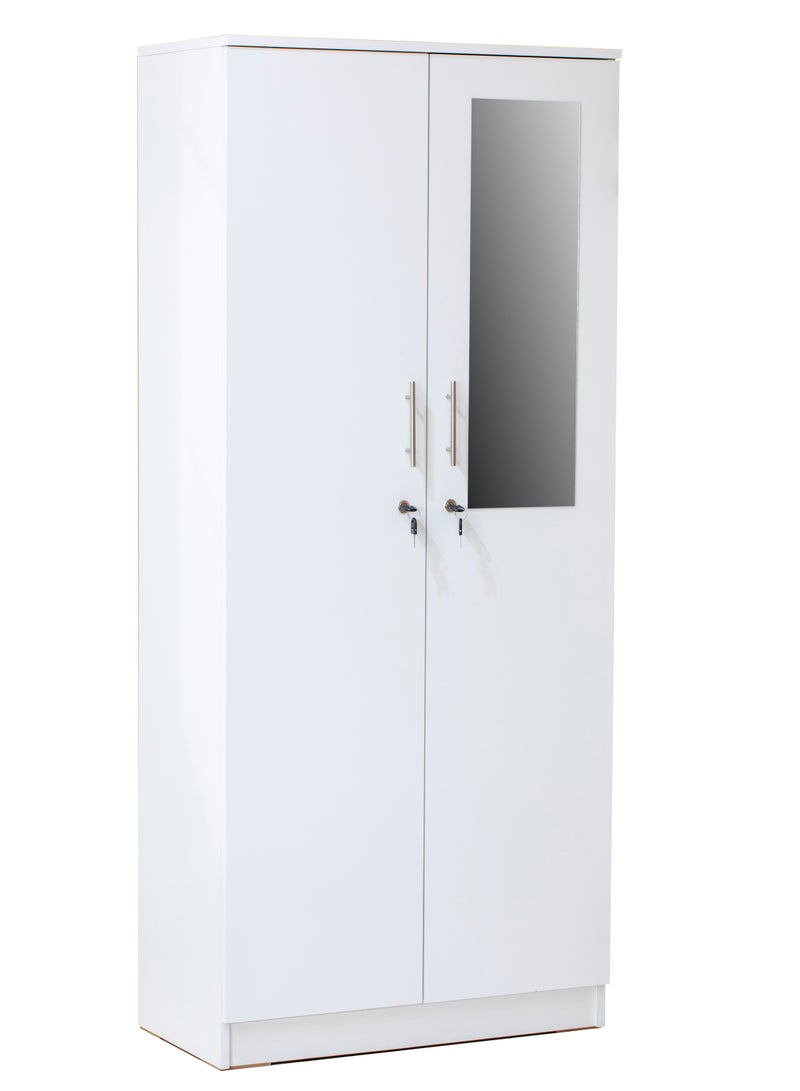 AFT Spacious Two-Door MDF Wardrobe with Lockable Compartments, Durable Metal Hinges, and Multiple Shelves for Organized Storage – Featuring Premium White Finish (Arfan) - Image 5