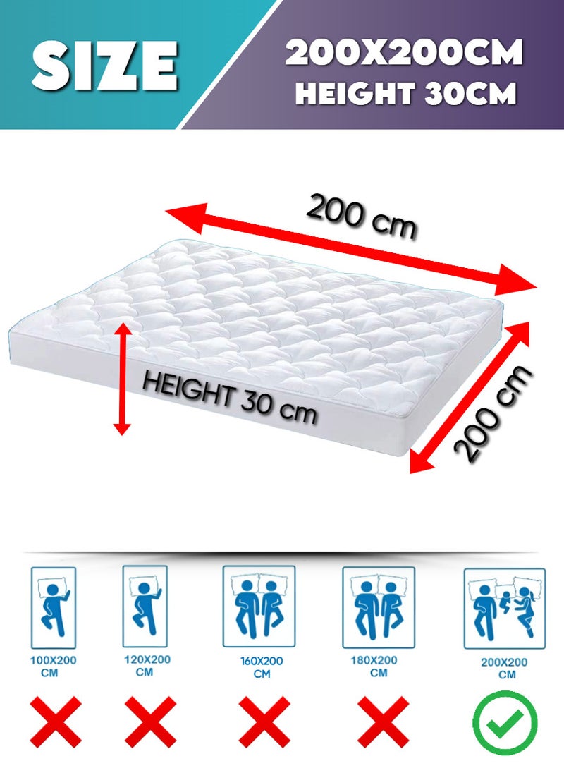 Blueberry Quilted Mattress Protector Bed Topper Cover Extra Deep 200X200+30Cm - Image 2