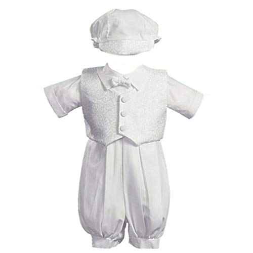 Swea Pea & Lilli White Poly Cotton Christening Baptism Romper Set with Vest and Hat - Size L (12-18 Month) - Image 5