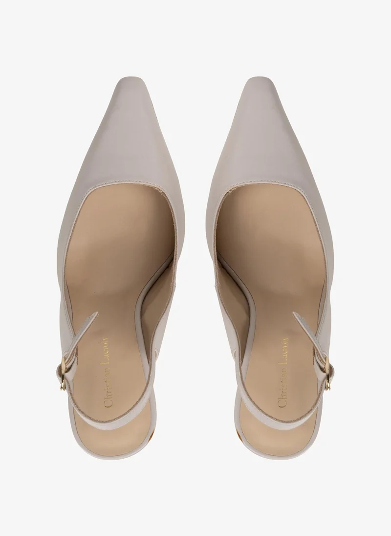 Christian Lacroix Christian Lacroix Women's Leather Slingback Pumps - Decollete - Off White