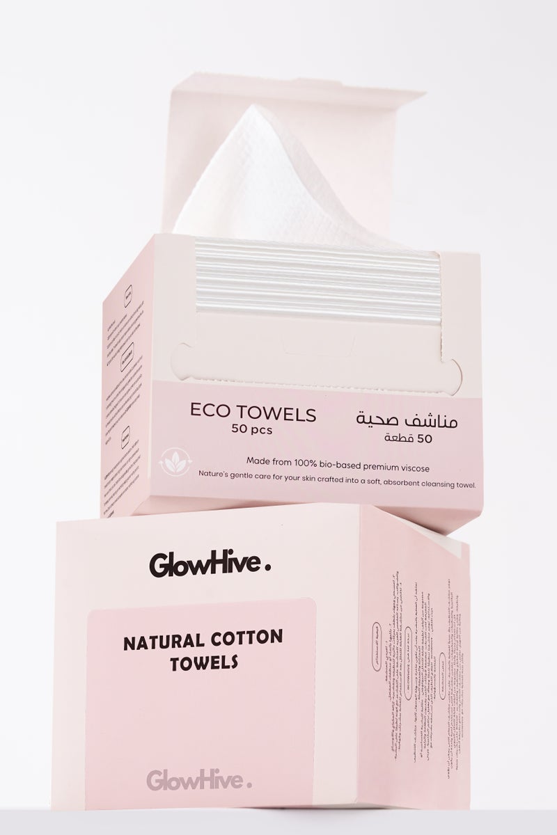 GlowHive. Gentle Disposable Face Towels – Ultra-Soft, Biodegradable, Multi-Purpose 50 XL Disposable Face Towels | Ultra-Soft, Dual-Textured, Chemical-Free Makeup Remover Wipes | Biodegradable, Hypoallergenic, Extra-Thick Facial Wipes for Sensitive Skin & Daily Skincare, baby care, makeup removal, facial cleansing, and cleaning makeup brushes and tools. - Image 1