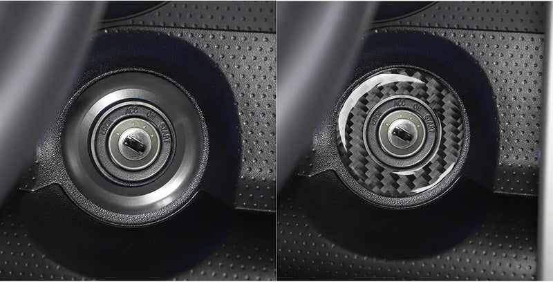 PJFUS Real Soft Black Carbon Fiber Car Ignition Switch Lock Engine Start Stop Panel Frame Trim Sticker Auto Premium Interior Accessories Compatible with Toyota FJ Cruiser 2007-2014 - Image 4