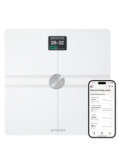 Withings Body Comp -Advanced smart body scale with body composition- BMI, visceral fat readings, Cardiovascular and nerve health assessment, Battery life upto 15 months and upto 8 users- White.  - Image 1
