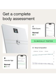 Withings Body Comp -Advanced smart body scale with body composition- BMI, visceral fat readings, Cardiovascular and nerve health assessment, Battery life upto 15 months and upto 8 users- White.  - Image 5