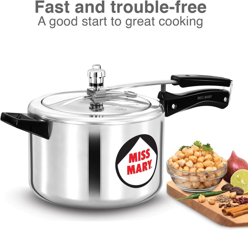Hawkins 5 Litre Miss Mary Pressure Cooker, Induction Compatible Inner Lid Cooker, Silver - Image 3