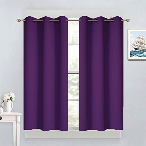 Yakamok Blackout Curtains Room Darkening Thermal Insulated Grommet top Window Curtains for Living Room 38 x 45 Inch Purple Set of 2