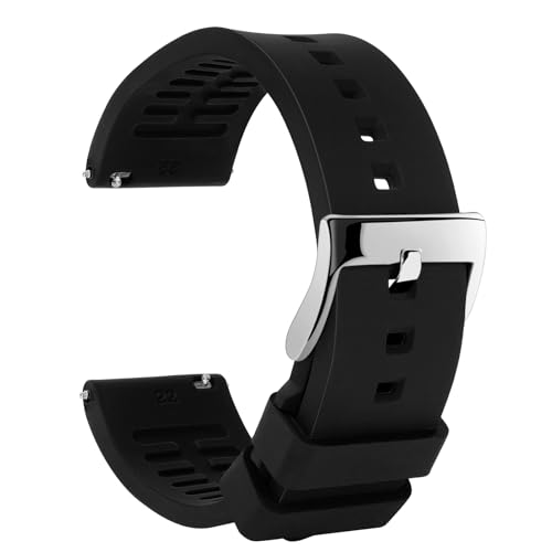 TStrap Silicone Watch Band for Men - Black Quick Release Watch Band for Women Soft - Waterproof Smart Watch Bracelet Clasp - Correa de Silicona para Reloj Replacement - 18mm 19mm 20mm 21mm 22mm 24mm - Image 1