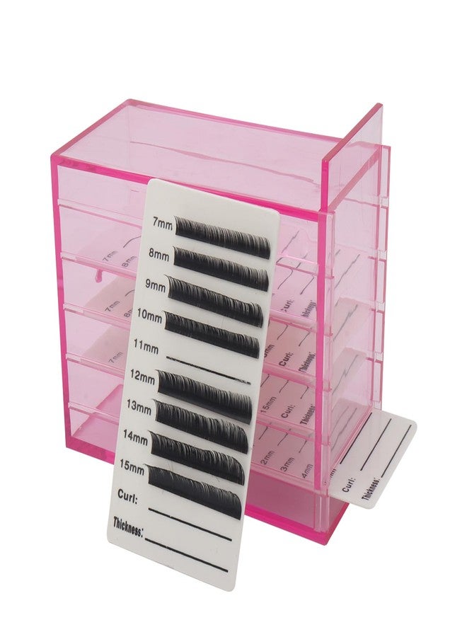 Mekupeu 5 Layer Makeup Organizer Storage Box Clear Eyelash Storage Box Eyelashes Grafting Eyelash Extension Tool (Pink) - Image 1