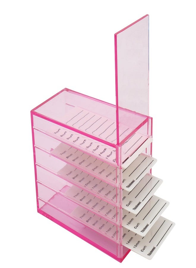 Mekupeu 5 Layer Makeup Organizer Storage Box Clear Eyelash Storage Box Eyelashes Grafting Eyelash Extension Tool (Pink) - Image 3