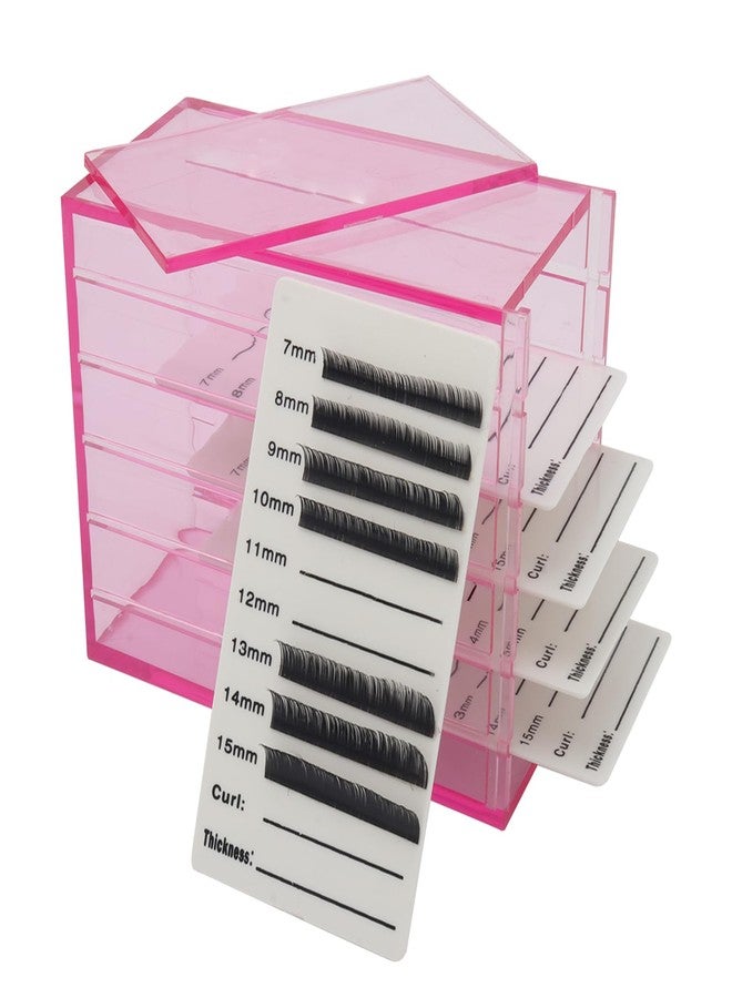 Mekupeu 5 Layer Makeup Organizer Storage Box Clear Eyelash Storage Box Eyelashes Grafting Eyelash Extension Tool (Pink) - Image 4