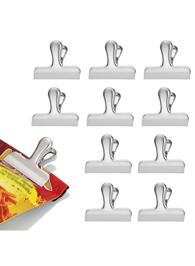 10 Pack Stainless Steel Bag Clips 7.8 x 6.3cm Durable Paper Seal Grip for Coffee Food Bread Bags - Image 1