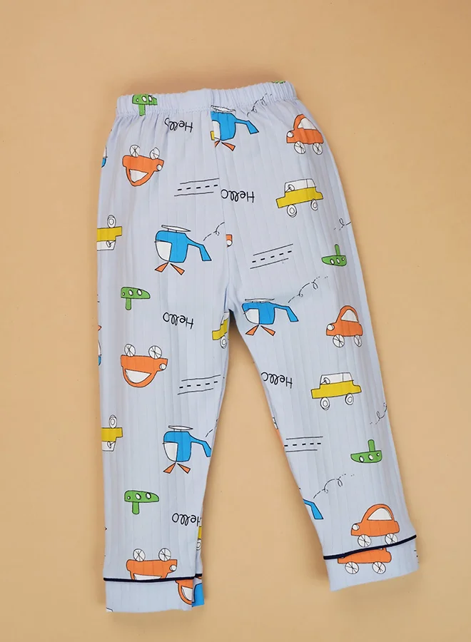 LITTLE SURPRISE BOX Little Surprise Box, Blue Car & Plane print soft cotton Kids nightsuit-1-2 Y