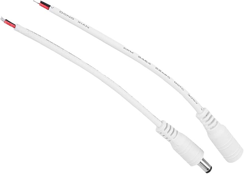 White DC Power Plug Jack Connector 5 5x2 1mm Male Female For LED Strip CCTV Camera - Image 5