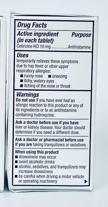 MAJOR All Day Allergy 24HR TAB CETIRIZINE HCL10 MG White 100 Tablets UPC 309045852606 - Image 5