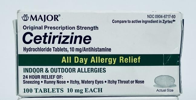 MAJOR All Day Allergy 24HR TAB CETIRIZINE HCL10 MG White 100 Tablets UPC 309045852606 - Image 4