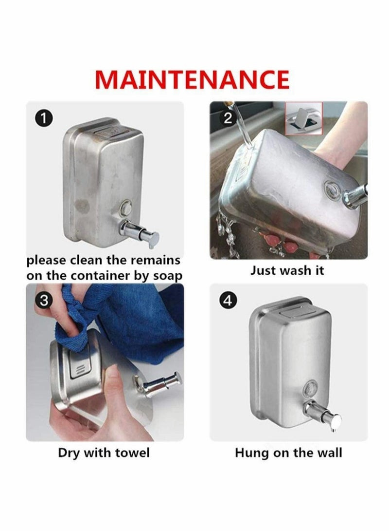 KASTWAVE Wall Mount Hand Soap Dispenser, Commercial Soap Dispenser,Stainless Steel Soap Dispenser for Bathroom Kitchen Marketplace Hotel Restaurant (500ml) - Image 4